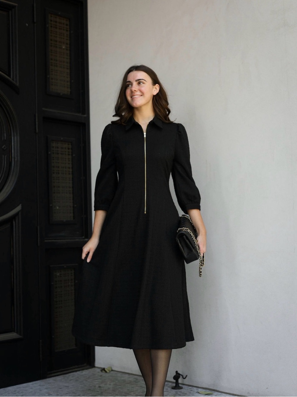 Dainty Jewells Black Textured Midi Dress